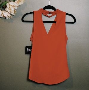 By&By | V Neck Crossover With Lace Choker | Red